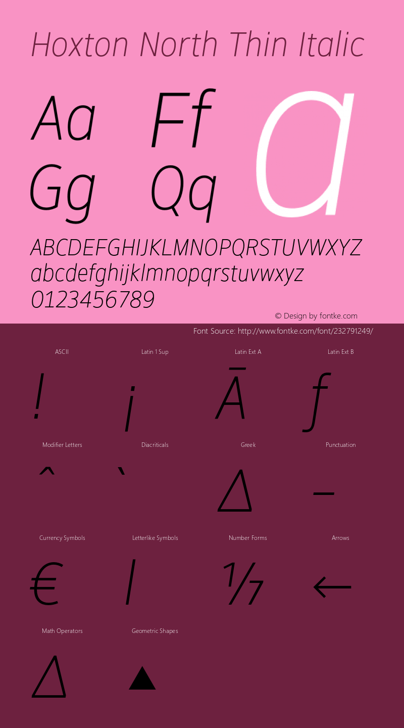 Hoxton North Thin Italic Version 1.002;PS 001.002;hotconv 1.0.88;makeotf.lib2.5.64775图片样张