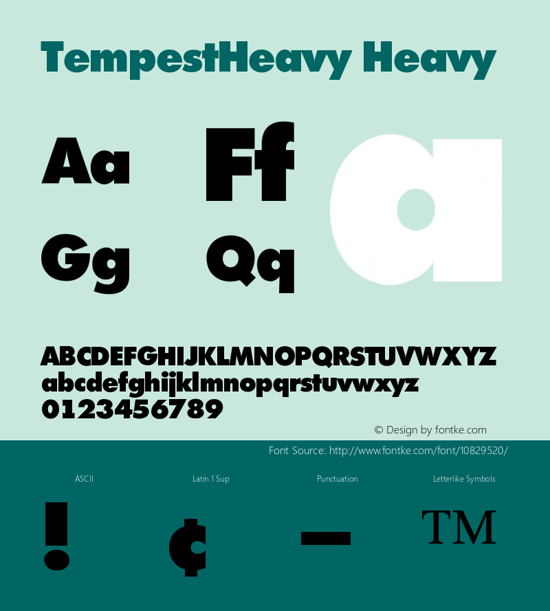 TempestHeavy Heavy Version 001.001 Font Sample