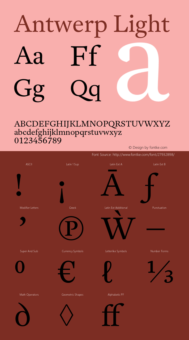 Antwerp-Light Version 1.003 Font Sample