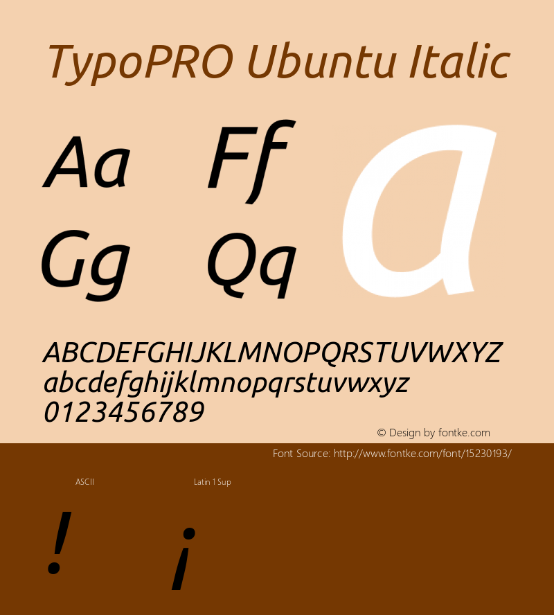 TypoPRO Ubuntu Italic Version 0.80 Font Sample