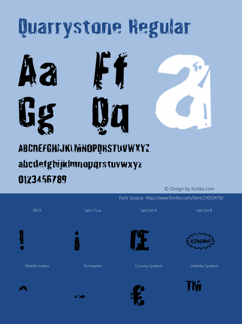 Quarrystone Regular Version 1.0; 2012 Font Sample