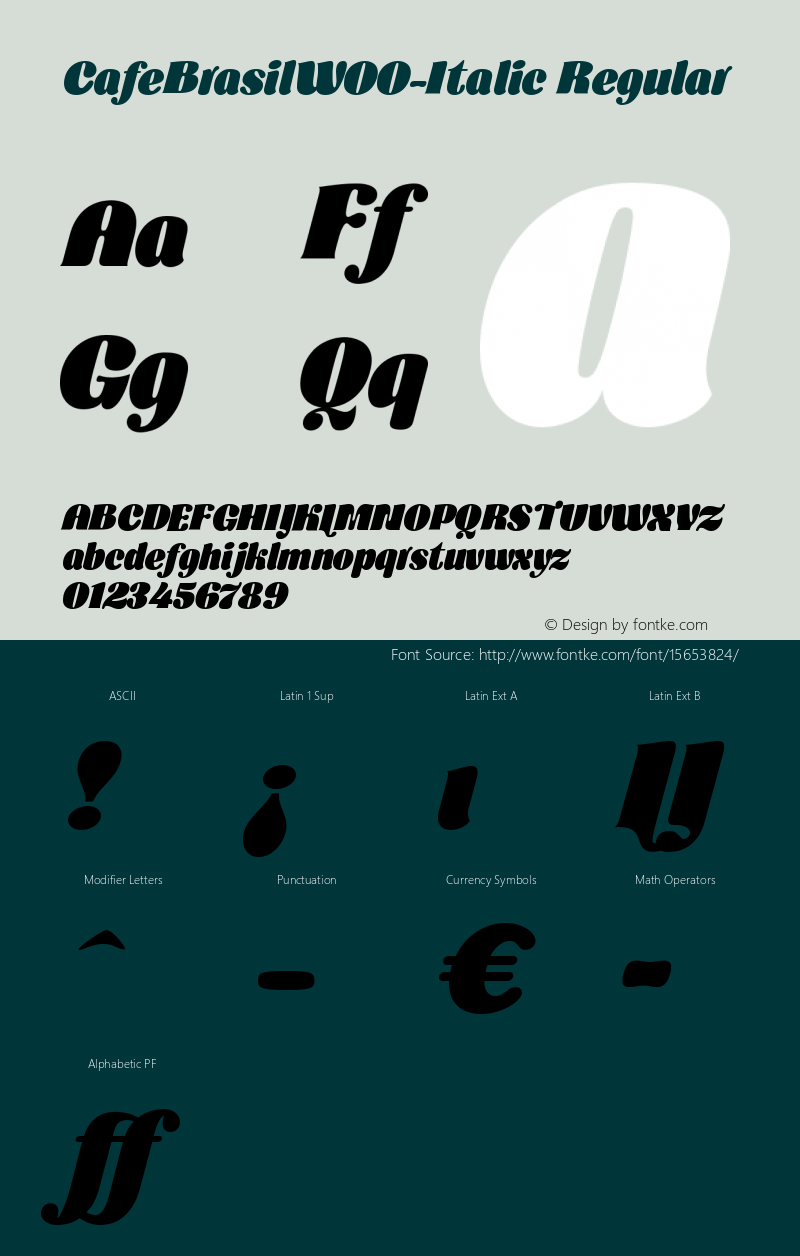 CafeBrasilW00-Italic Regular Version 1.00 Font Sample