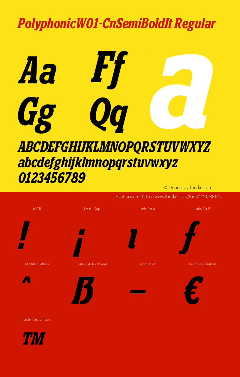 Polyphonic W01 Cond SemiBold It Version 1.00 Font Sample