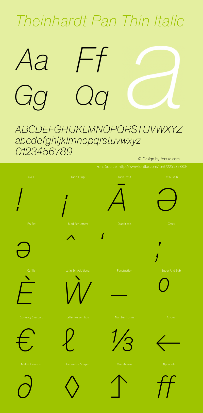 Theinhardt Pan Thin Italic Version 4.003; build 0008图片样张