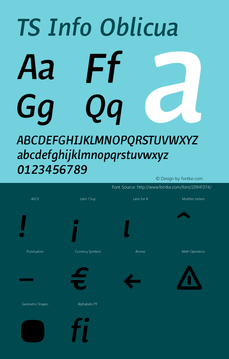 TSInfo-Oblicua Version 001.001 Font Sample