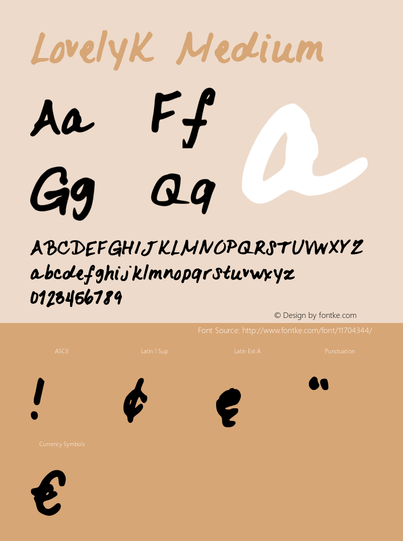 LovelyK Medium Version 001.000 Font Sample