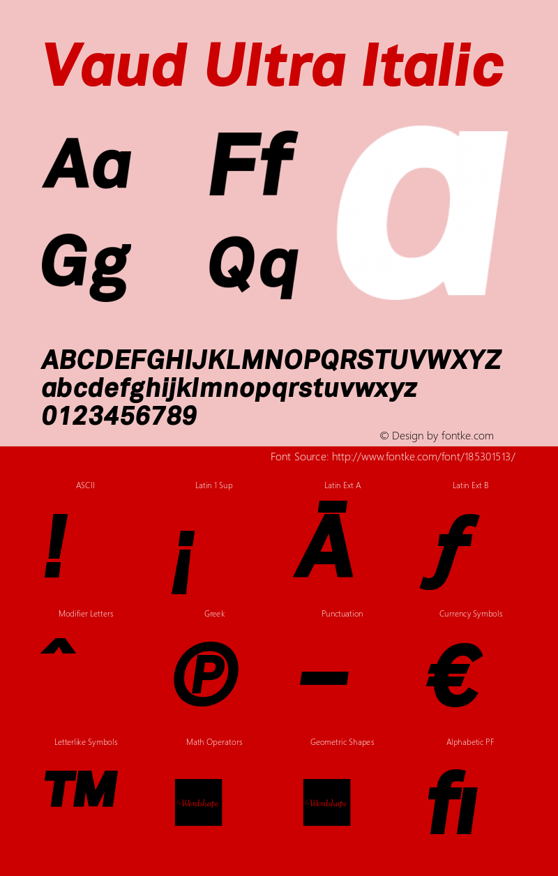 Vaud Ultra Italic Version 1.000;PS 001.000;hotconv 1.0.38图片样张