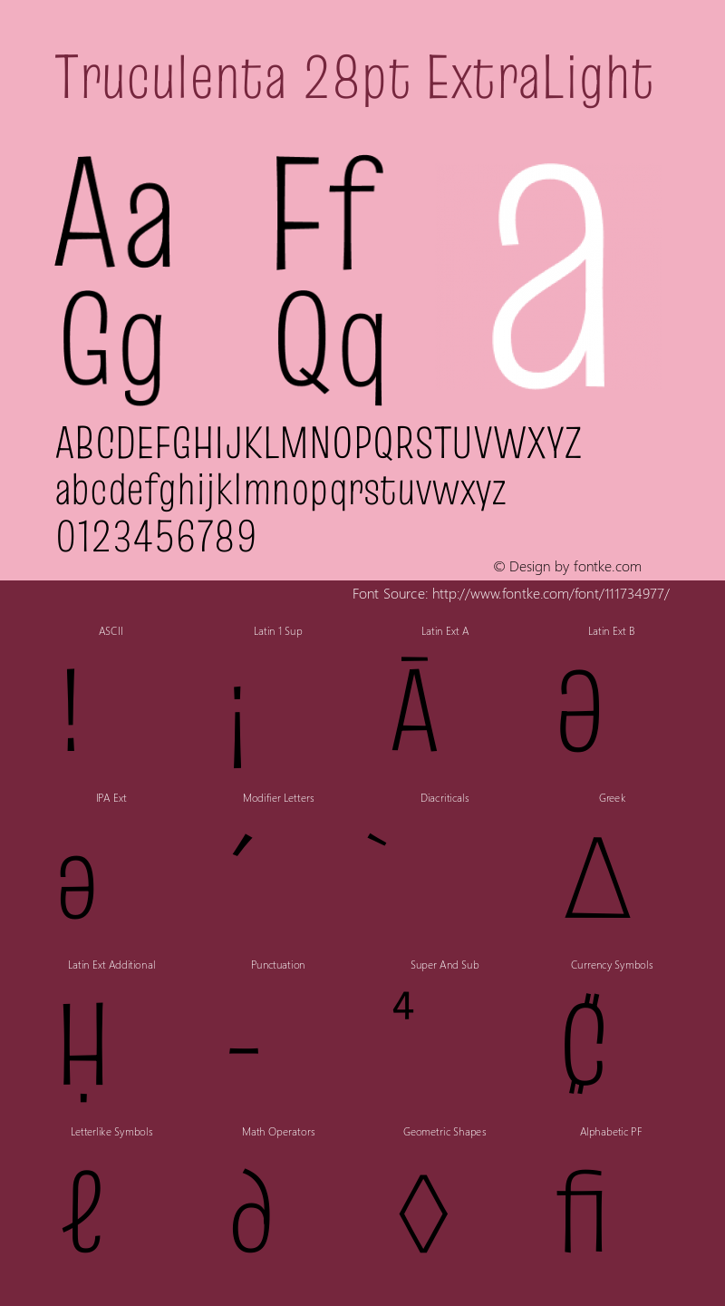 Truculenta 28pt ExtraLight Version 1.002 Font Sample