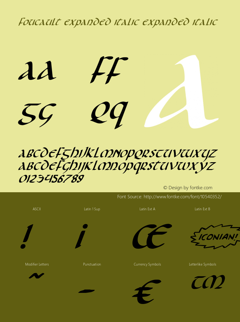 Foucault Expanded Italic Expanded Italic 001.000 Font Sample