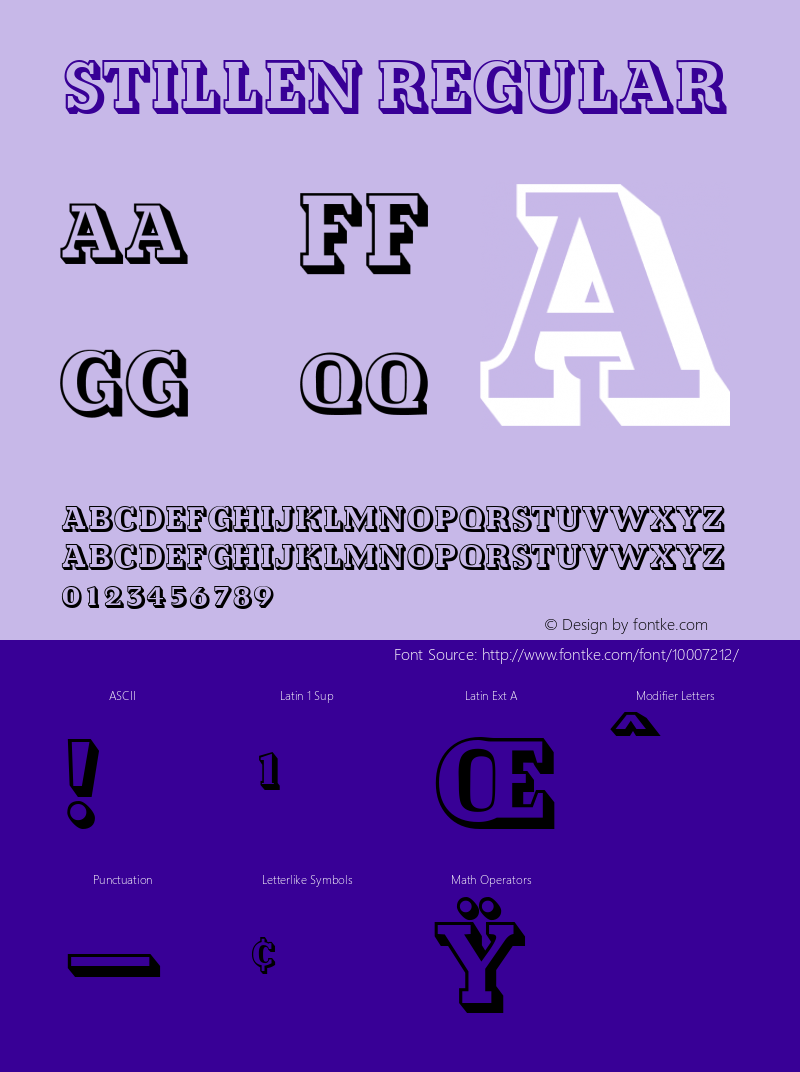 Stillen Regular Altsys Fontographer 4.0.3 2/8/94 Font Sample