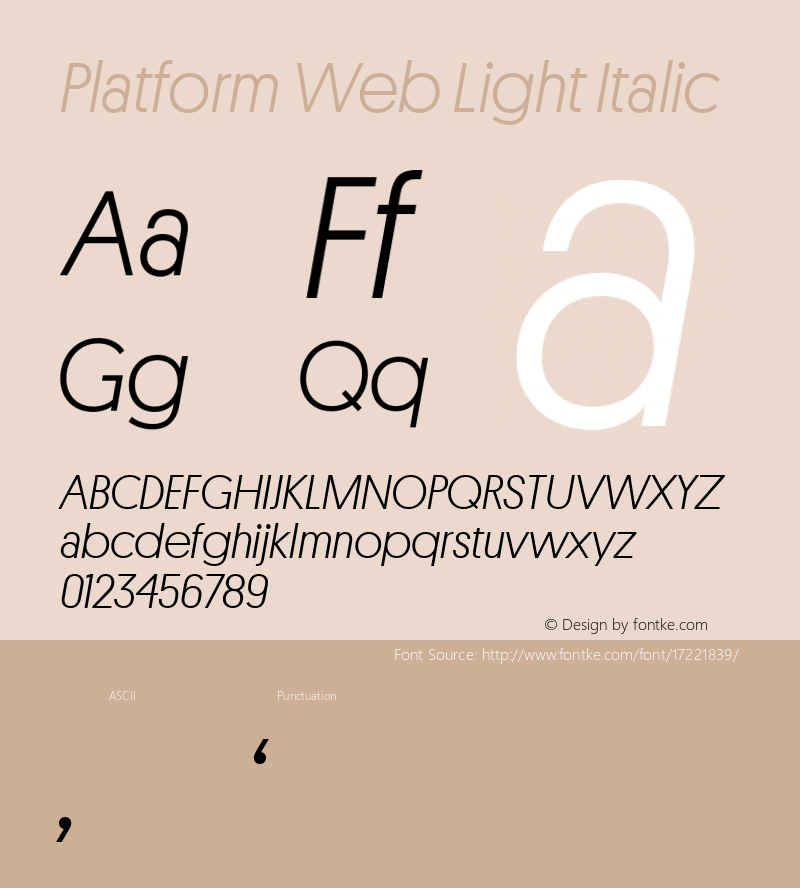 Platform Web Light Italic Version 001.001 2010 Font Sample