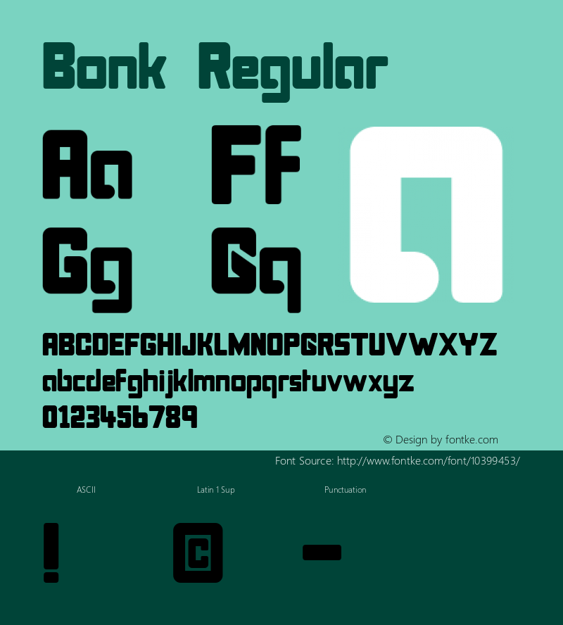 Bonk Regular 1.00 Font Sample