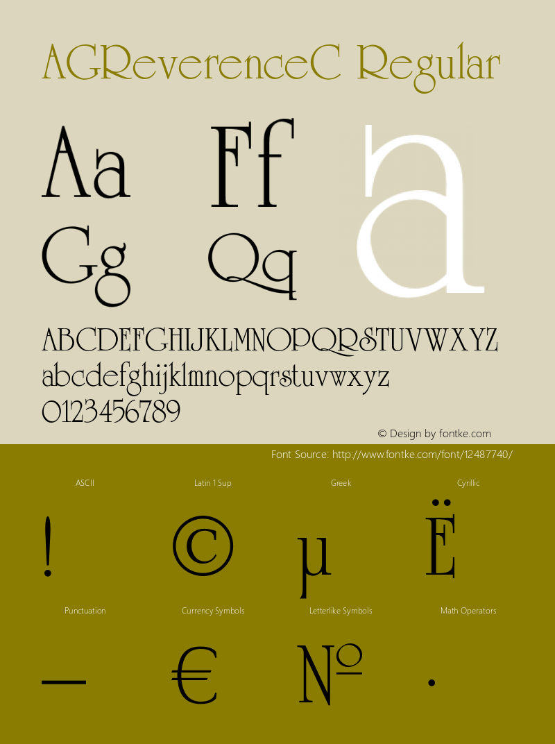 AGReverenceC Regular OTF 1.0;PS 001.000;Core 116;AOCW 1.0 161 Font Sample