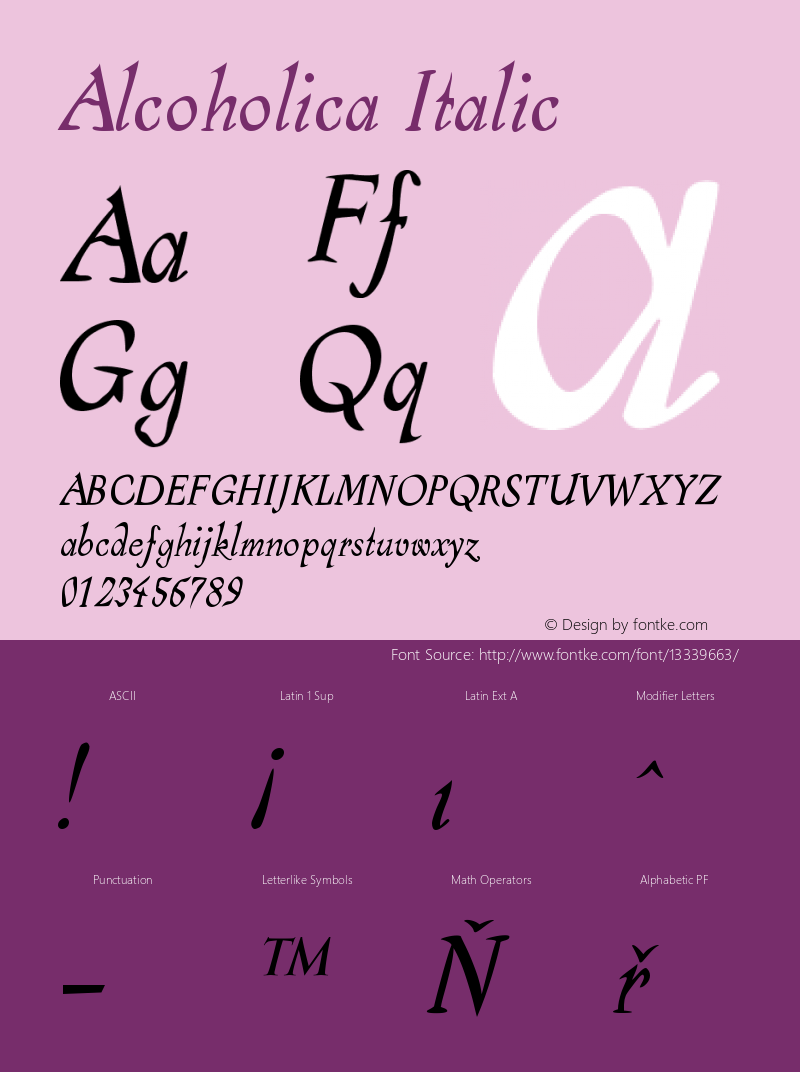 Alcoholica Italic Version 001.000 Font Sample