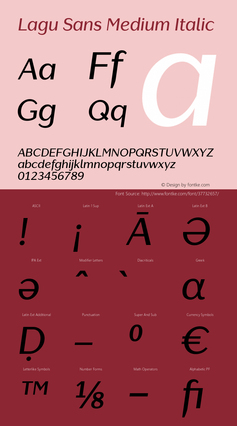 LaguSans-MediumItalic Version 1.000;PS 001.000;hotconv 1.0.88;makeotf.lib2.5.64775 Font Sample