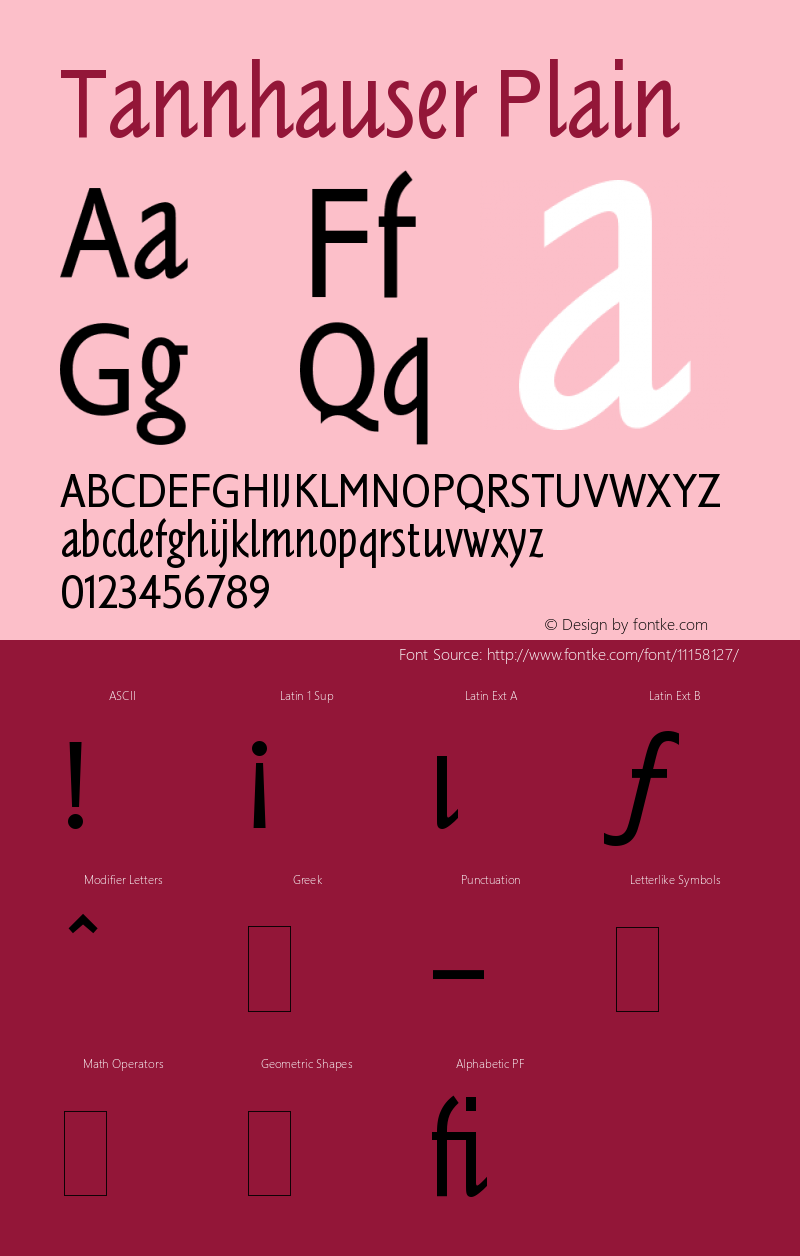 Tannhauser Plain Version 1.0 Font Sample