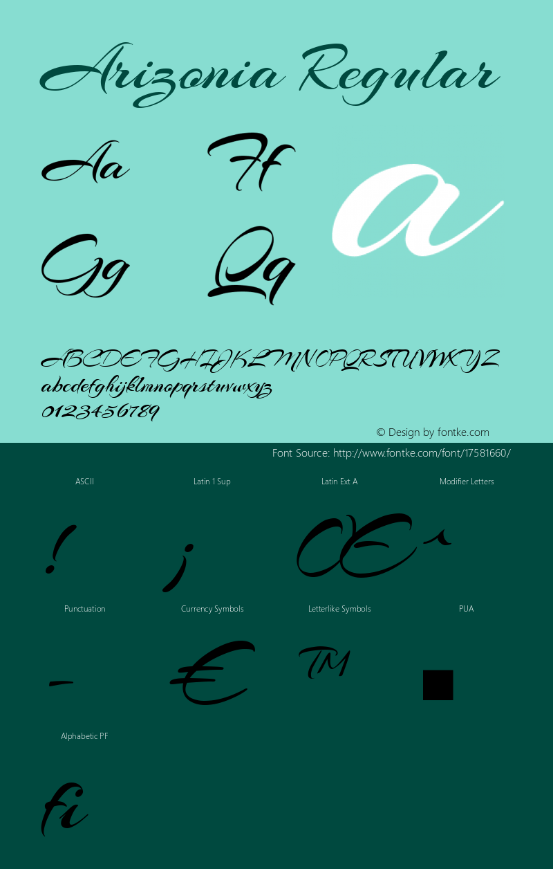 Arizonia Regular Version 1.003 Font Sample