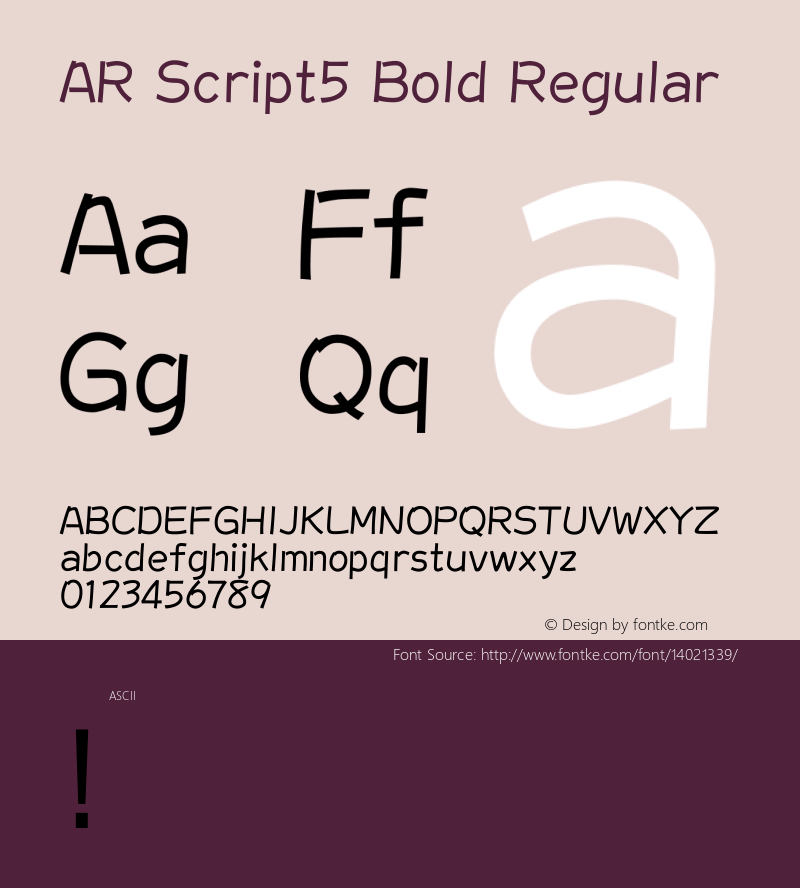 AR Script5 Bold Regular Version 2.10 Font Sample