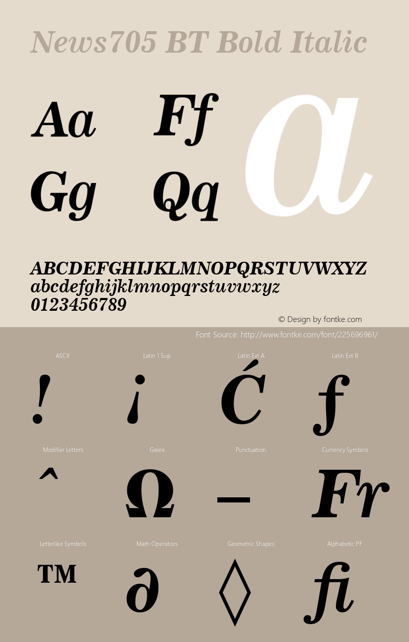 News705 BT Bold Italic Version 1.01 emb4-OT图片样张