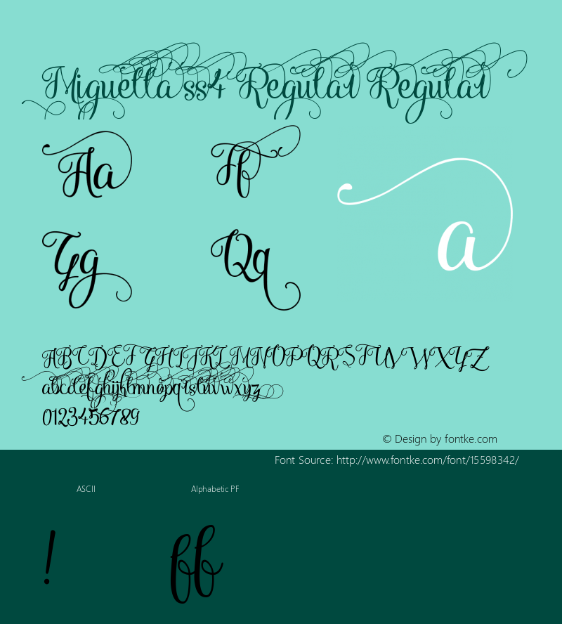 Miguella ss4 Regular Regular Version 1.000 Font Sample