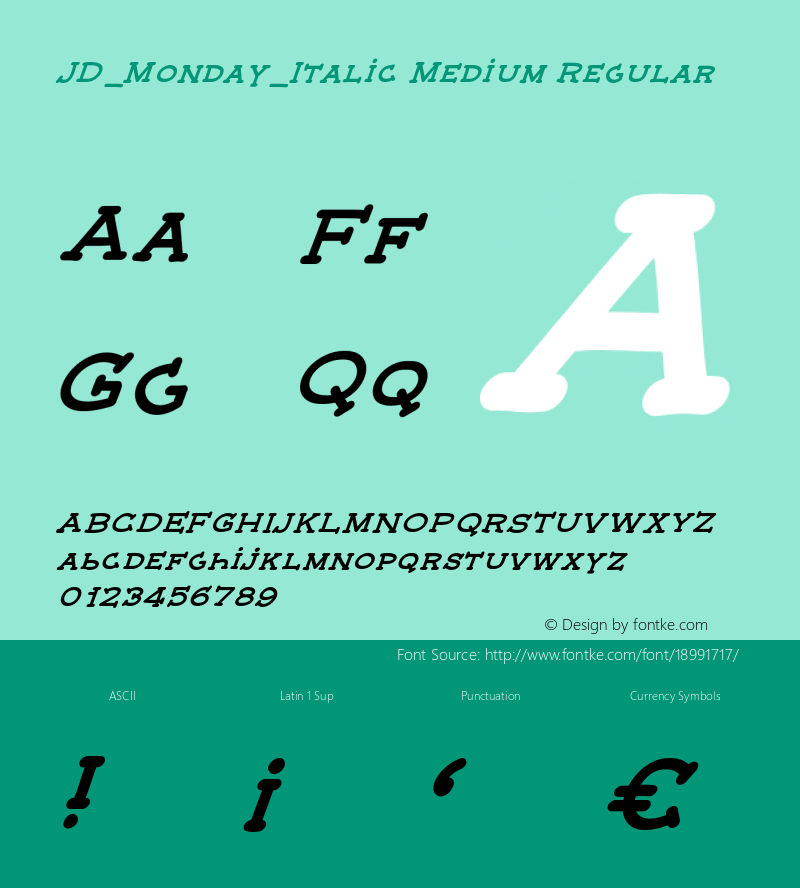 JD_Monday_Italic Medium Regular Version 1.000 Font Sample