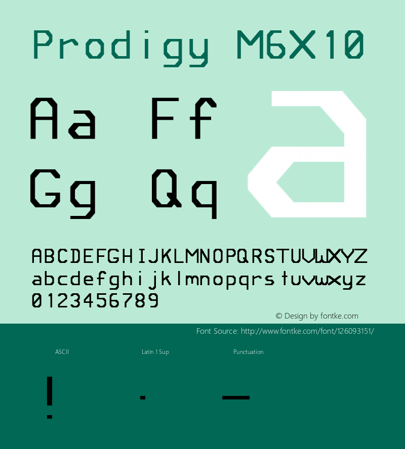 Prodigy-MSixByTen Version 1.001 Font Sample