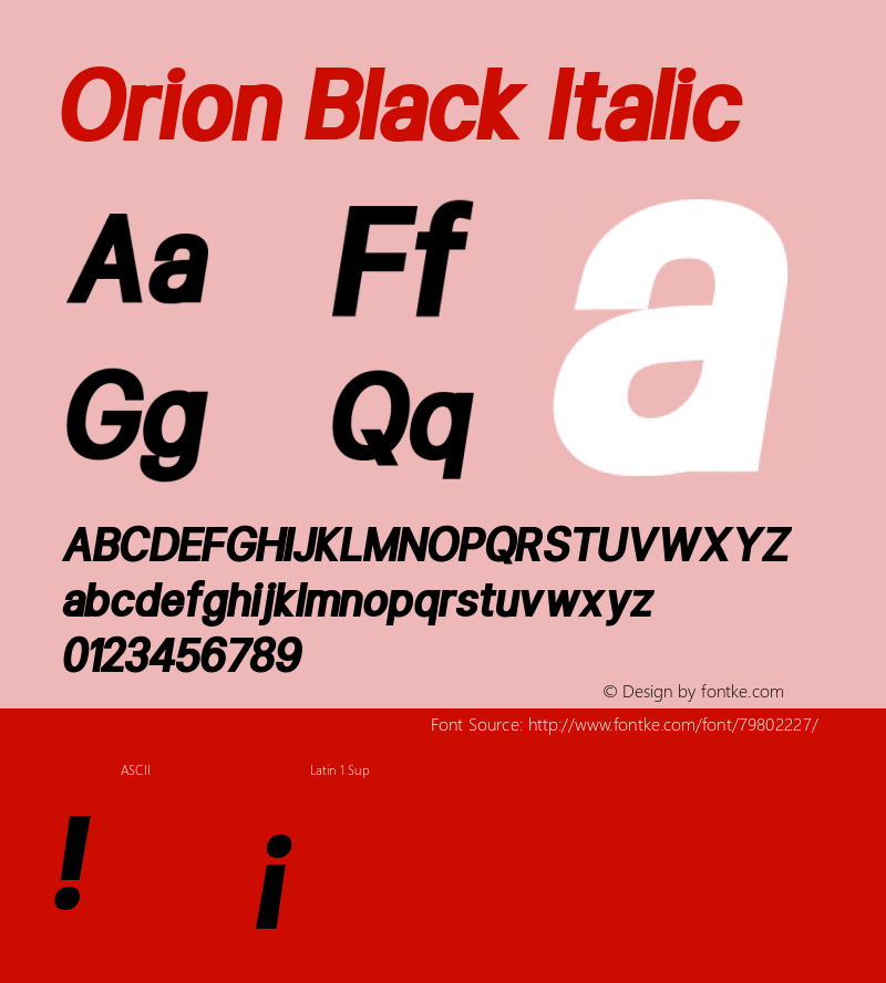 Orion Black Italic Version 1.000;PS 001.000;hotconv 1.0.88;makeotf.lib2.5.64775 Font Sample