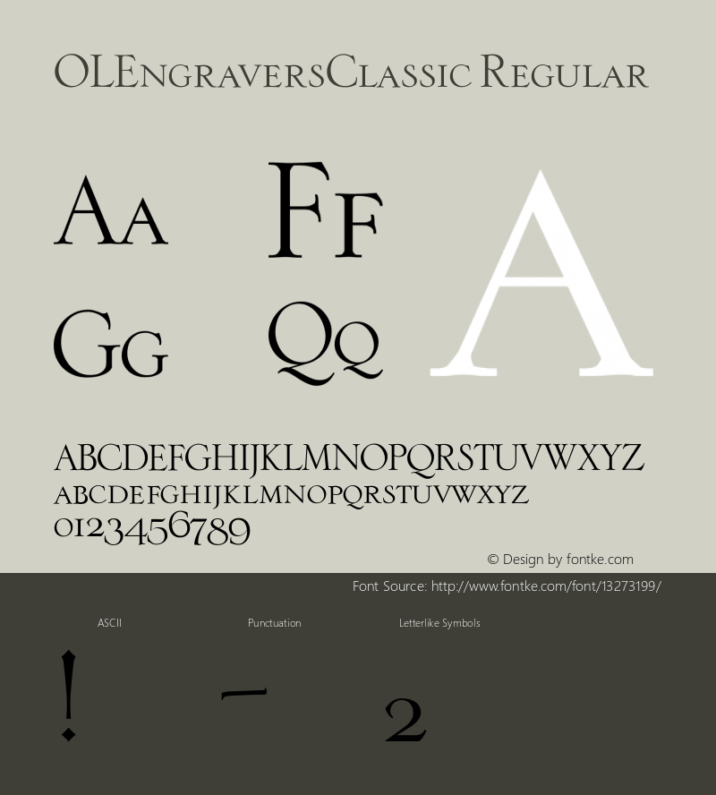 OLEngraversClassic Regular 001.000 Font Sample