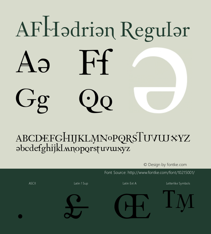 AFHadrian Regular Version 1.00 Font Sample