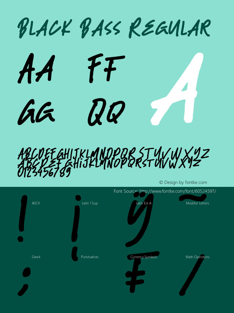 Black Bass Demo Version 1.00;April 2, 2020;FontCreator 13.0.0.2613 64-bit Font Sample