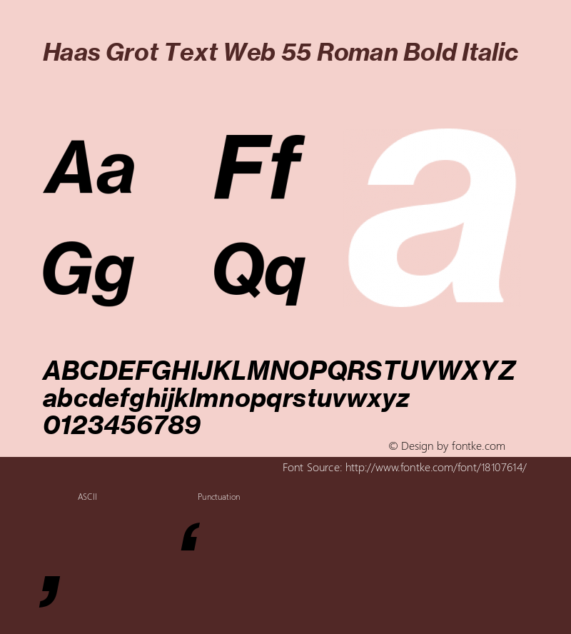 Haas Grot Text Web 55 Roman Bold Italic Version 001.000 2011 Font Sample