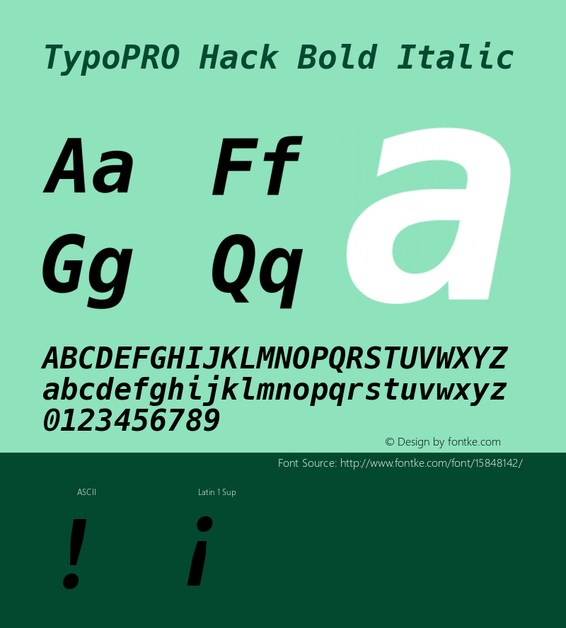 TypoPRO Hack Bold Italic Version 2.015 Font Sample