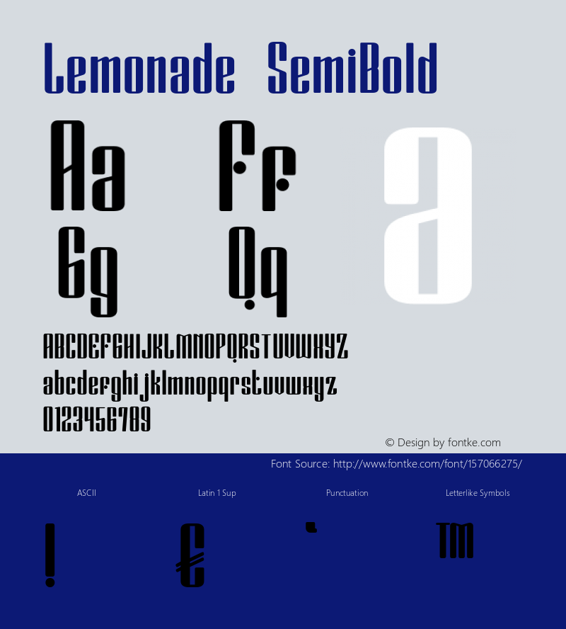 Lemonade SemiBold Version 1.000 Font Sample