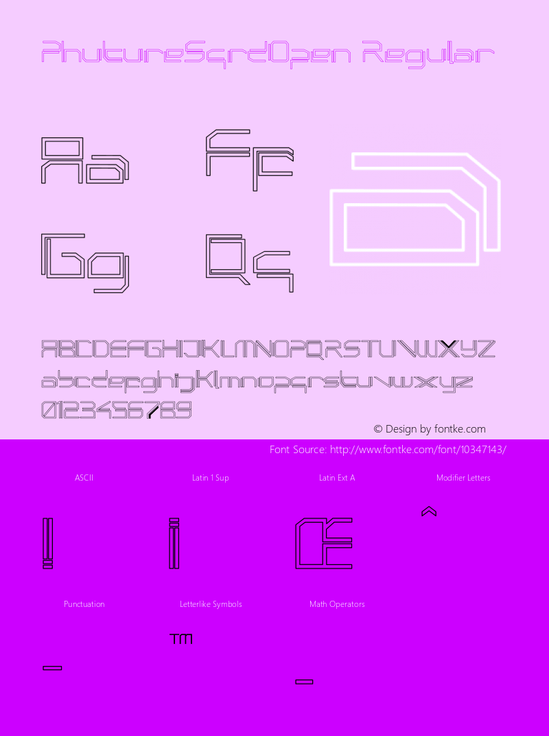 PhutureSqrdOpen Regular 001.000 Font Sample