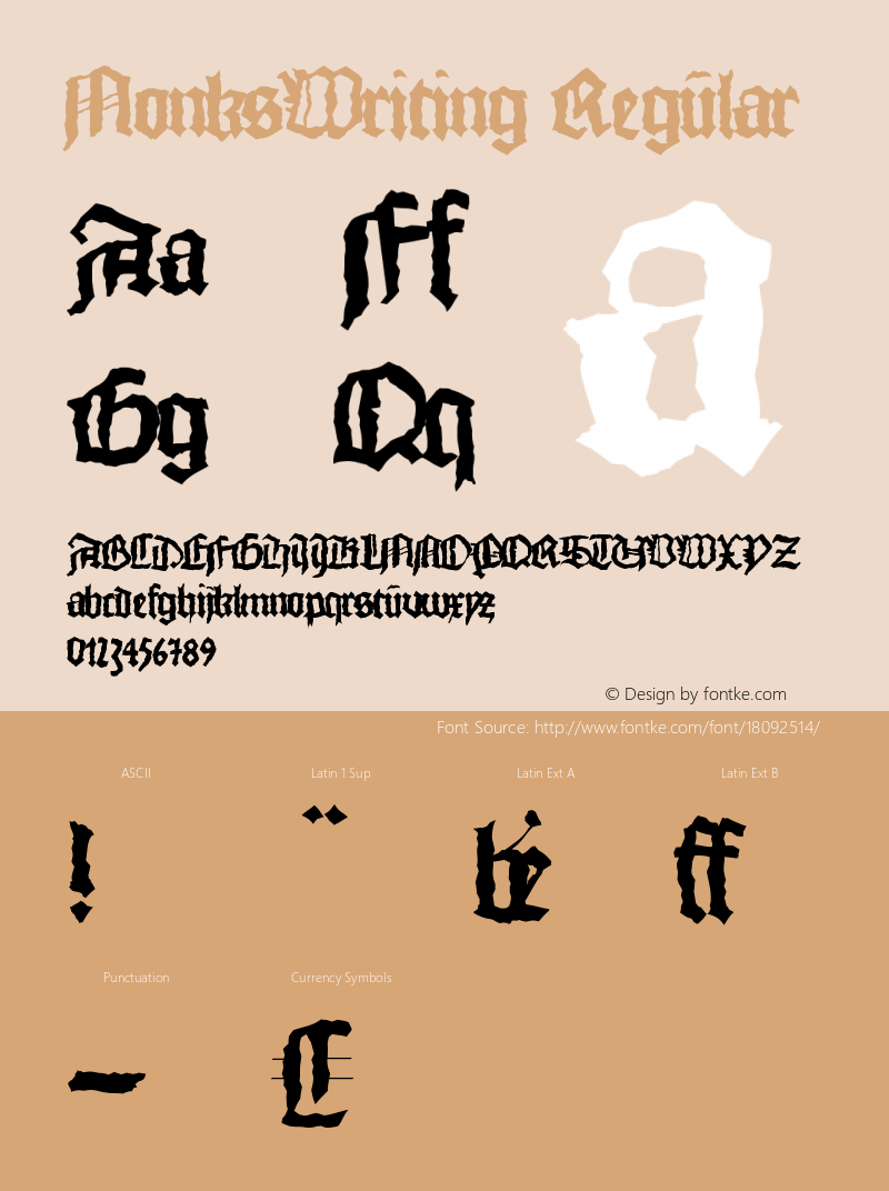 MonksWriting Regular 1.1 2004-01-21 Font Sample