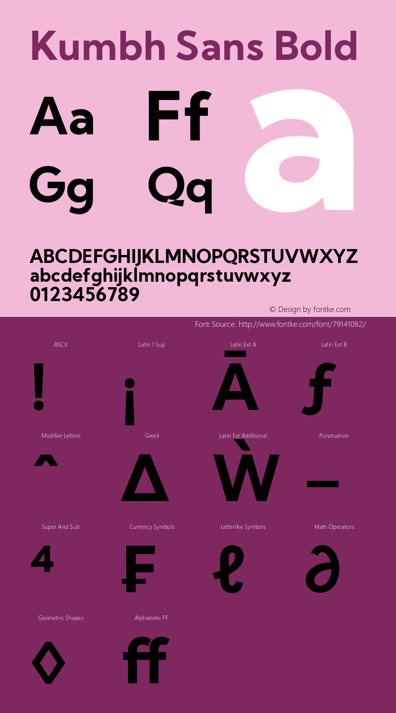 Kumbh Sans Bold Version 1.000; ttfautohint (v1.8.3) Font Sample