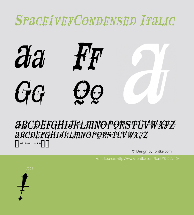 SpaceIveyCondensed Italic Rev. 003.000 Font Sample