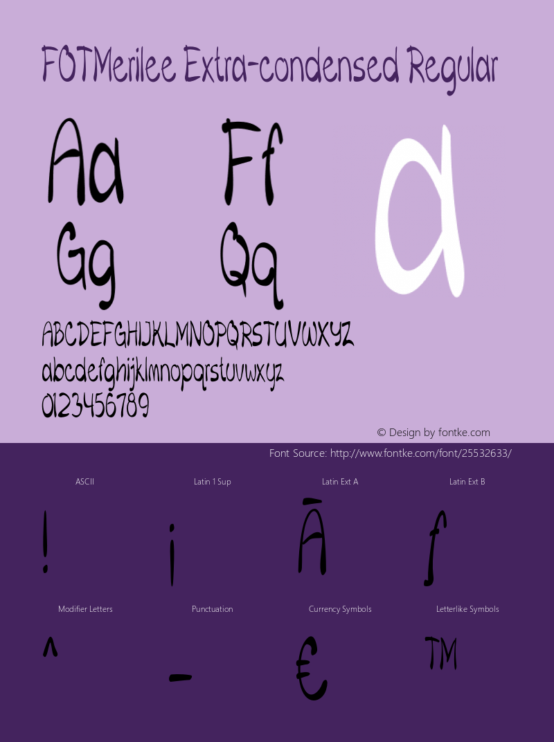 FOTMerilee-ExtracondensedRegular Version 1.500 Font Sample