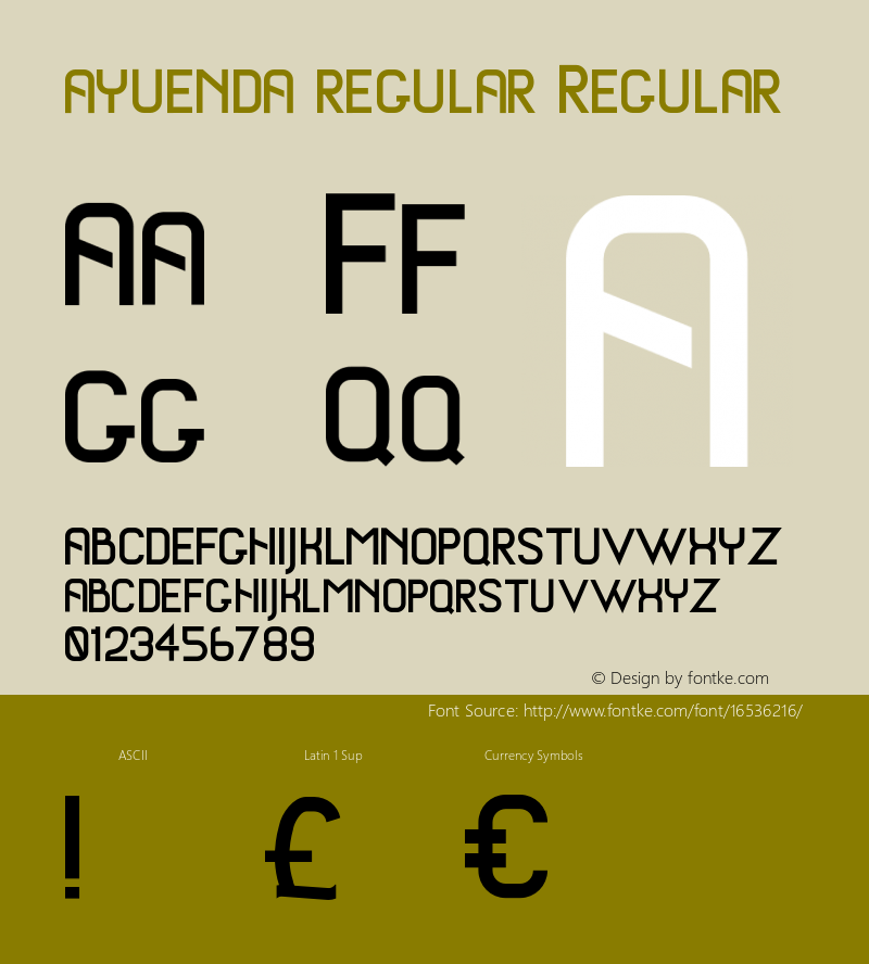 ayuenda regular Regular Version 1.000;PS 001.001;hotconv 1.0.56 Font Sample