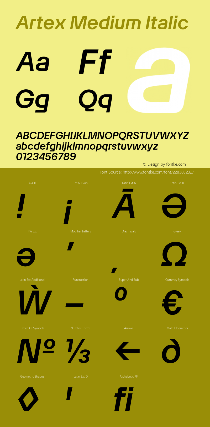Artex Medium Italic Version 1.005图片样张
