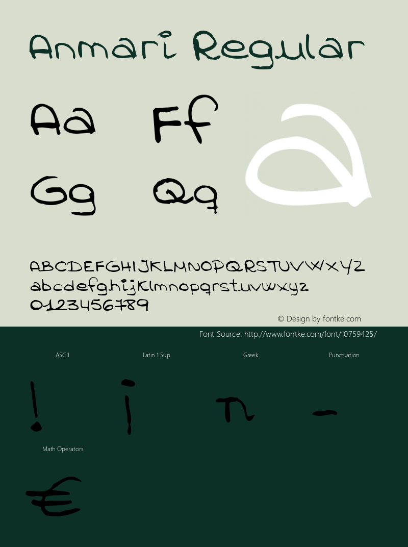 Anmari Regular Macromedia Fontographer 4.1.5 4/1/02 Font Sample