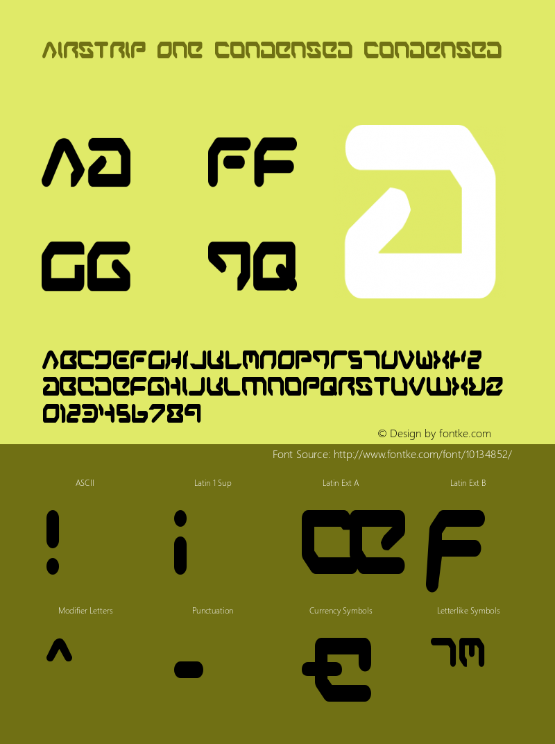 Airstrip One Condensed Condensed Version 1.0; 2003; initial release Font Sample