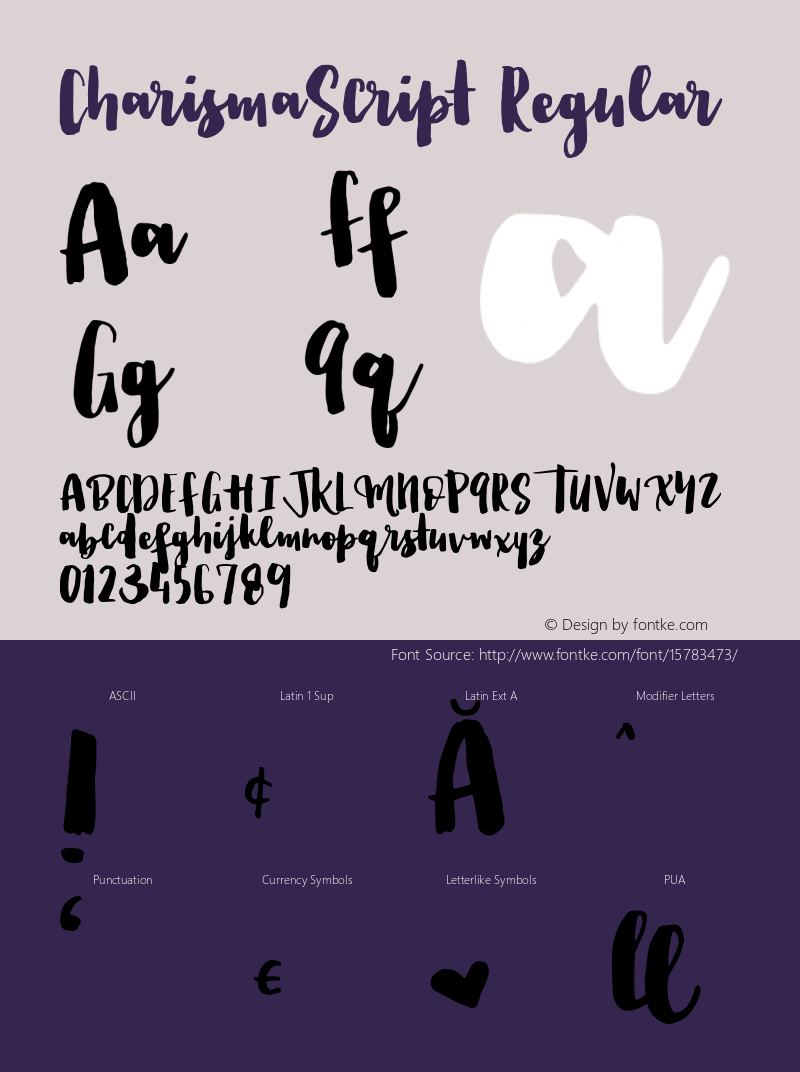 CharismaScript Regular Version 001 Font Sample