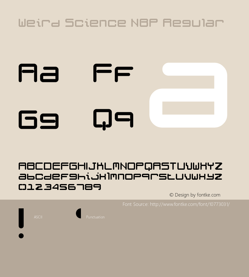 Weird Science NBP Regular Version 1.0 Font Sample