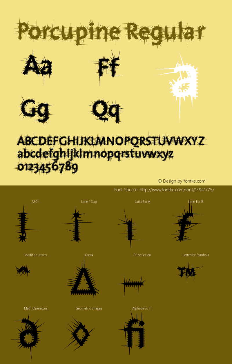 Porcupine Regular Version 001.000 Font Sample