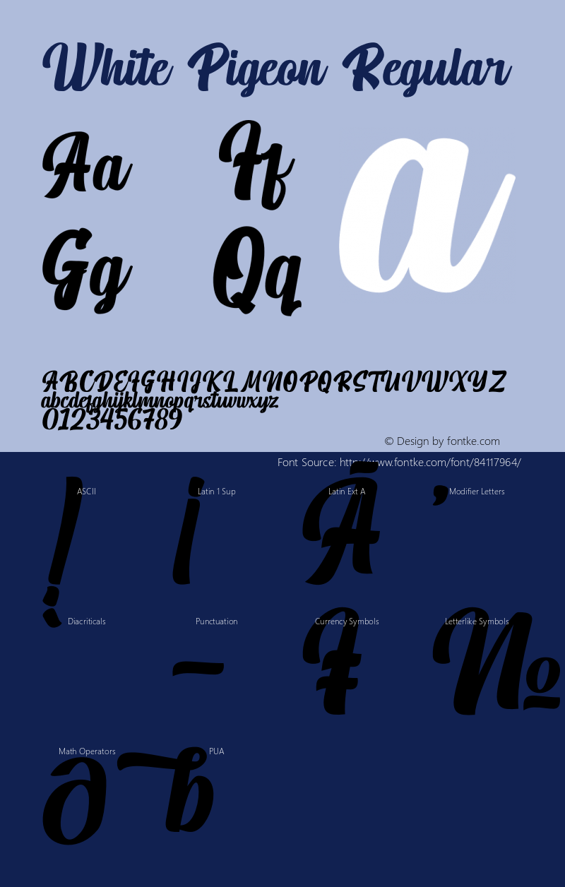 White Pigeon Version 1.00;November 13, 2020;FontCreator 13.0.0.2683 64-bit Font Sample