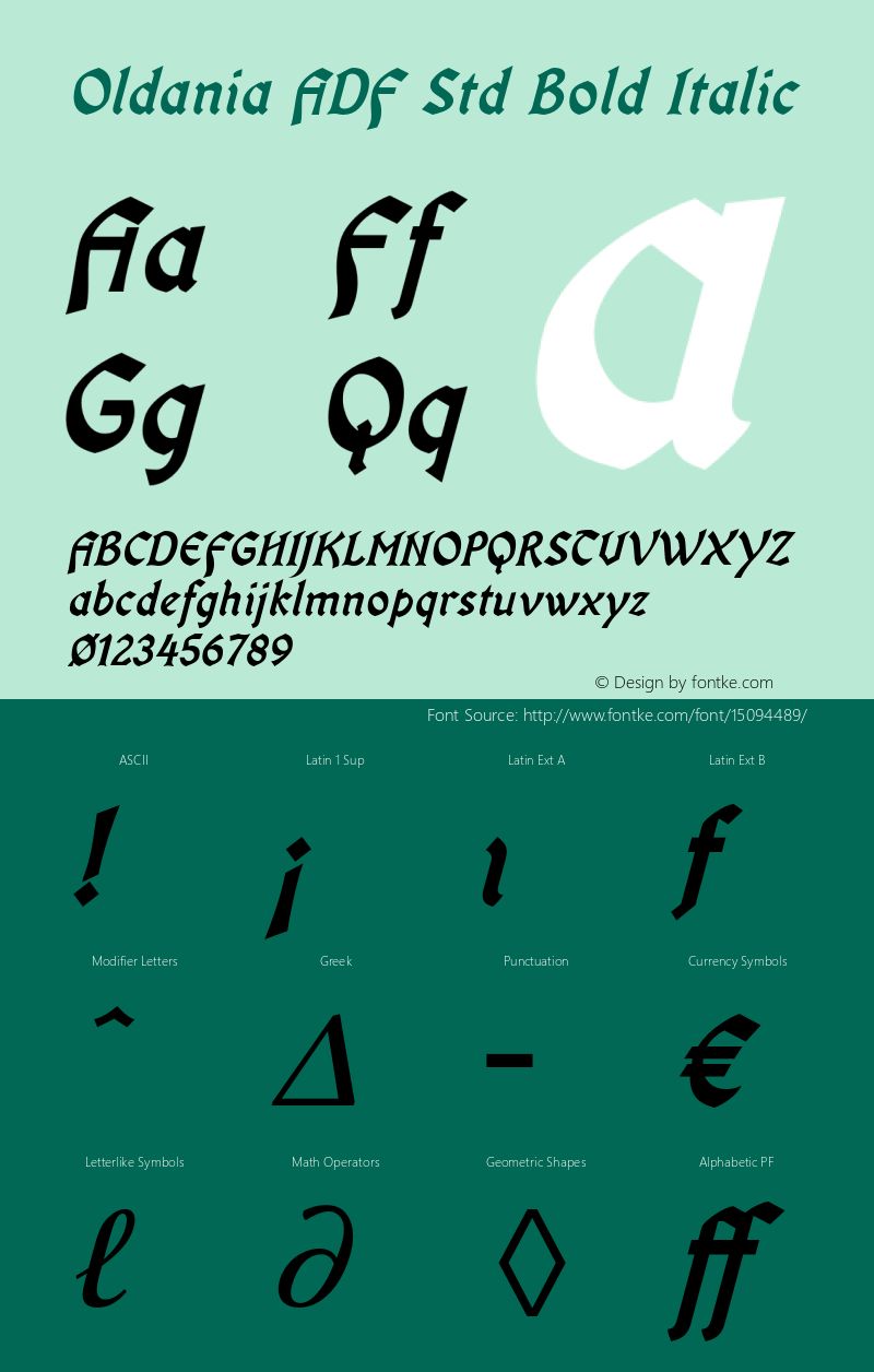 Oldania ADF Std Bold Italic Version 1.007;FFEdit Font Sample