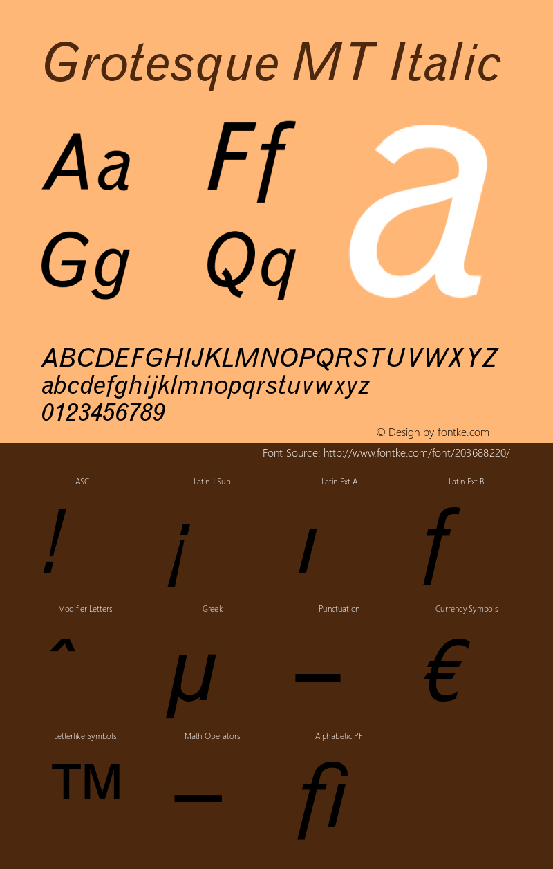 GrotesqueMT-Italic OTF 1.0;PS 001.000;Core 1.0.22图片样张