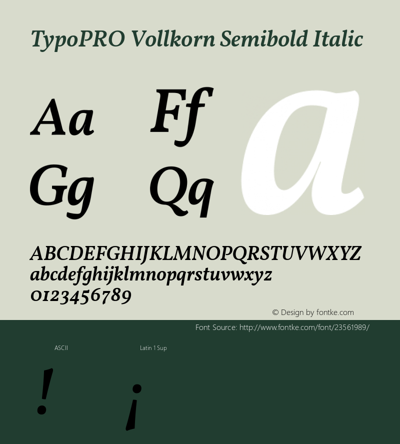 TypoPRO Vollkorn Semibold Italic Version 4.015 Font Sample