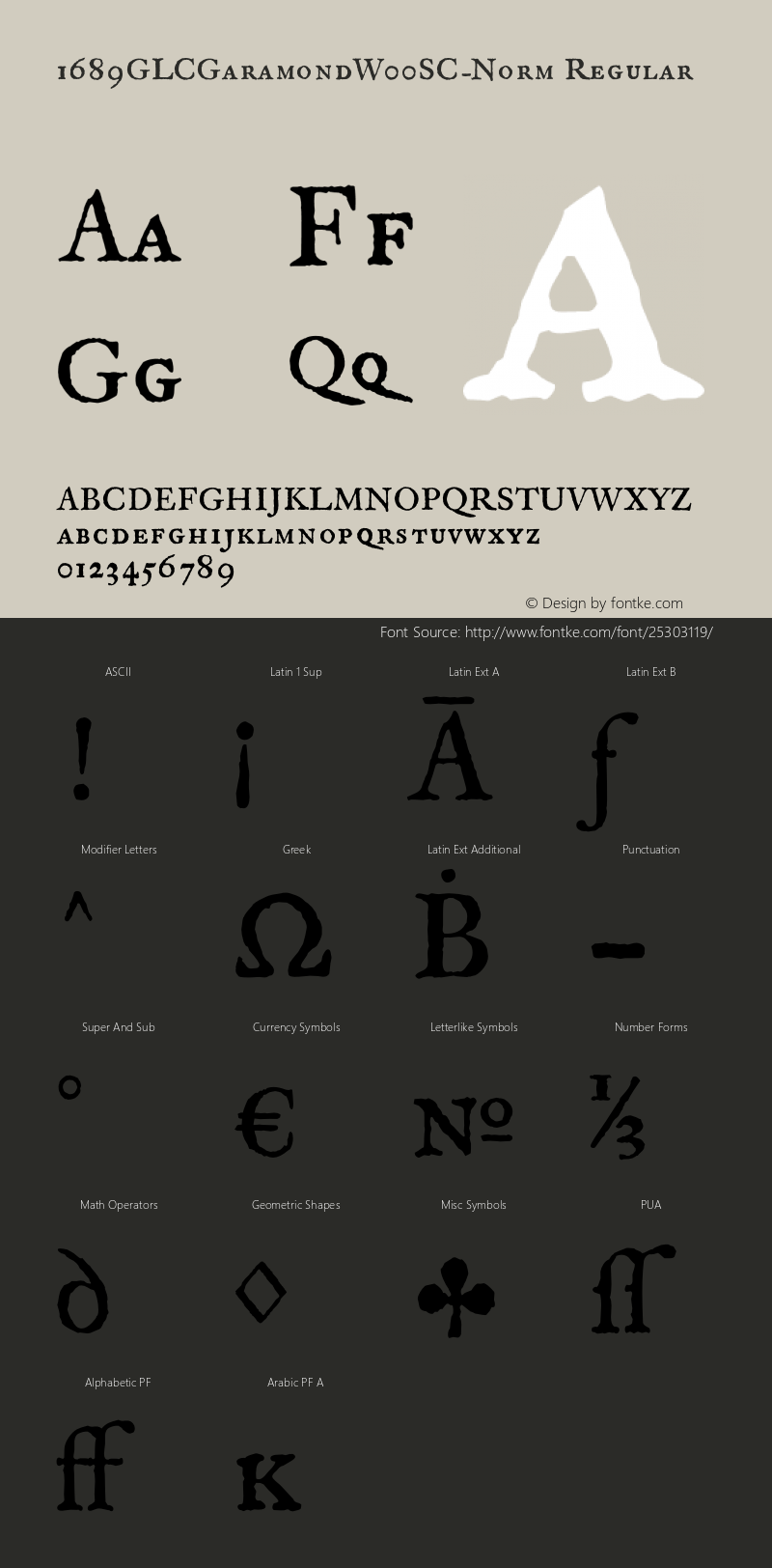 1689 GLC Garamond W00SC Normal Version 1.00 Font Sample